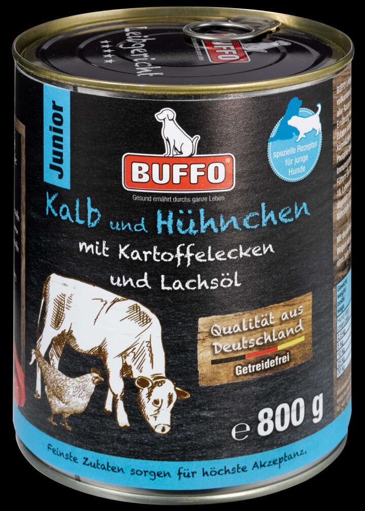 BUFFO Hunde-Nassfutter Leibgericht Junior Kalb & Hühnchen